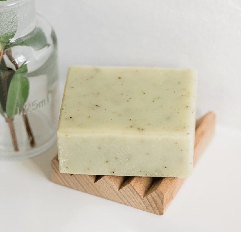 natural soap on a draining dish