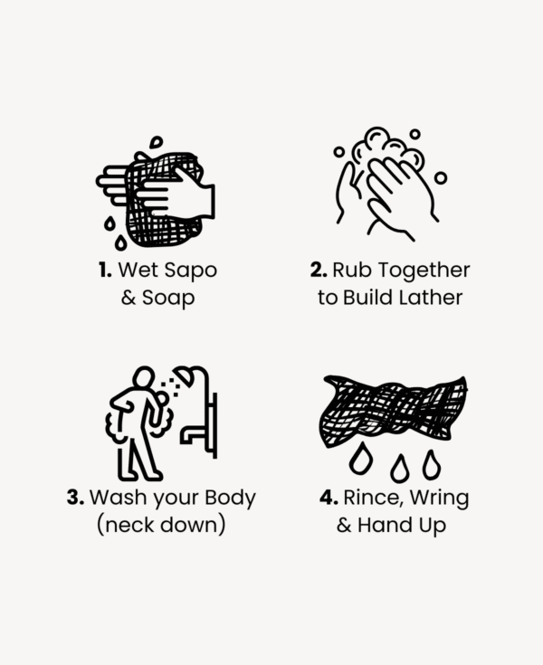 How to use an African Sapo exfoliating net wash.