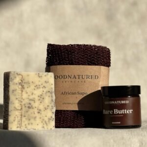 self-care starter kit with handmade soap and body butter