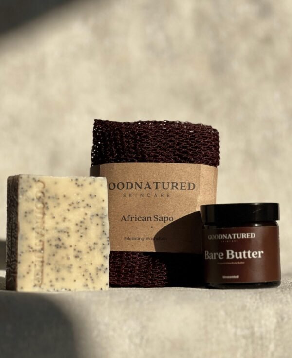 self-care starter kit with handmade soap and body butter