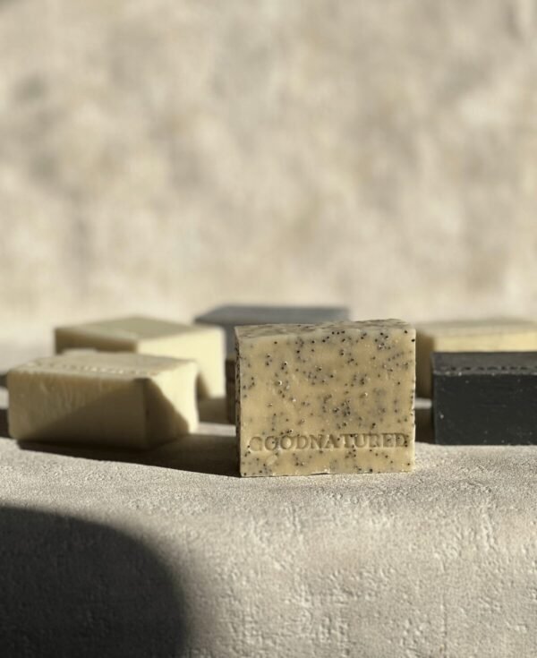 Lemon poppy exfolaiting botanical shea butter soap handcrafted