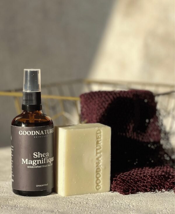 self-care starter kit with handmade soap and beauty oil