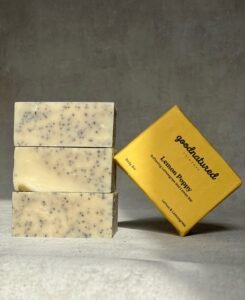 Lemon poppy shea butter soap bar